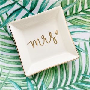 White with Gold Trim MRS. Ring Dish